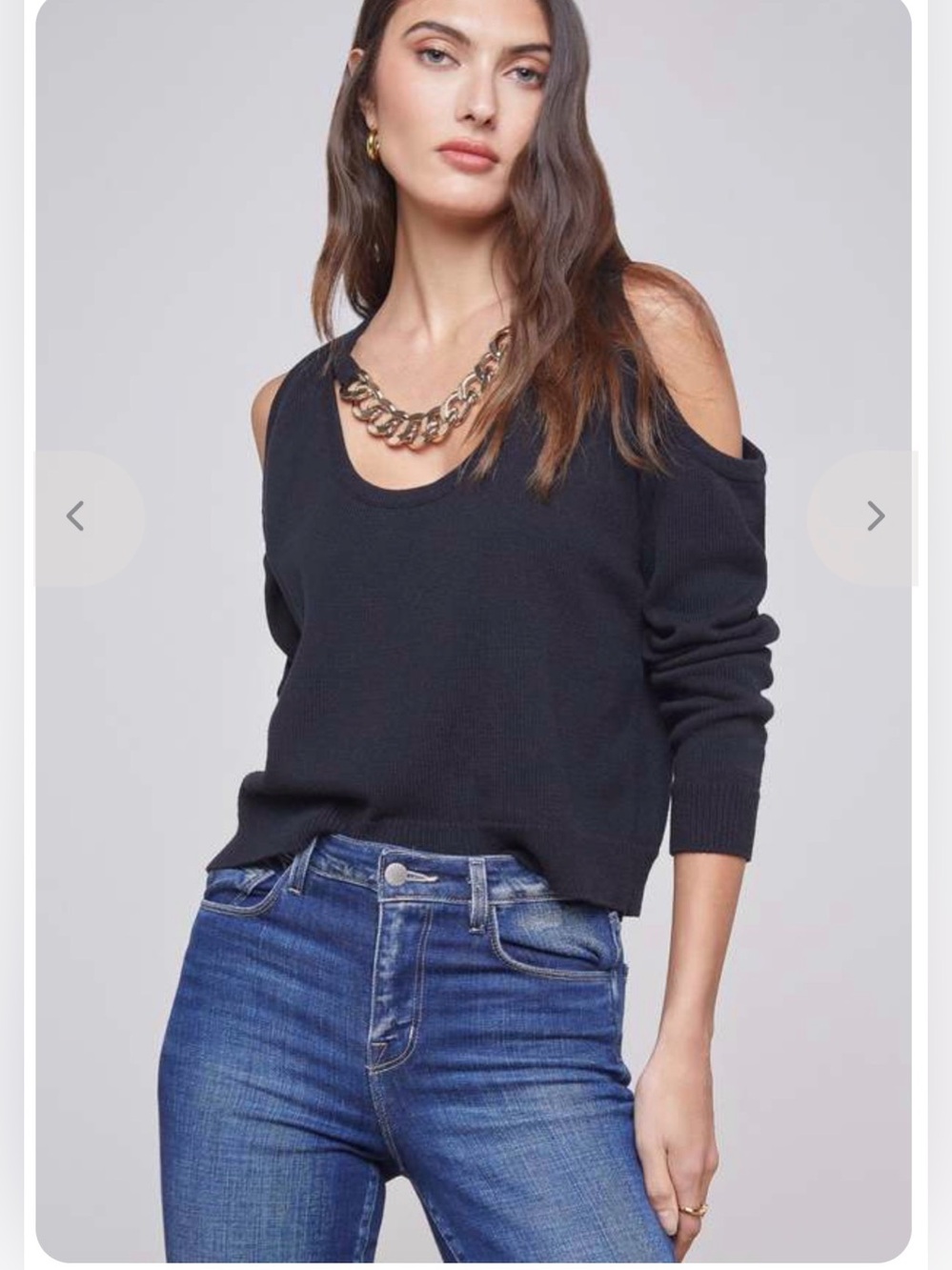 L'AGENCE Black Indy Chain Embellished Cotton Sweater XXS